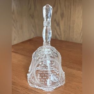 Collectible Praying Hands Glass Bell-Psalms 23-Ornate-Beaded, 5" H